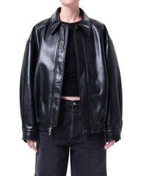 Agolde - Aston Recycled Leather Bomber Jacket - Lyst