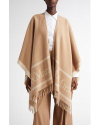 Max Mara - Hilde Logo Jacquard Wool Poncho - Lyst