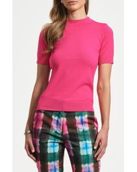Isaac Mizrahi New York - Mock Neck Short Sleeve Sweater - Lyst