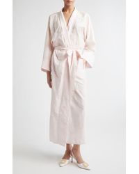 BERNADETTE - Peignoir Embroidered Long Sleeve Cotton & Silk Wrap Dress - Lyst