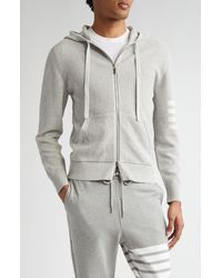 Thom Browne - Textured Stitch Linen & Cotton Zip Hoodie - Lyst