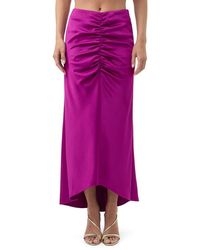 Trina Turk - Aspen Satin Ruched Midi Skirt - Lyst