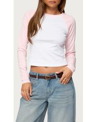 Edikted - Raya Raglan Long Sleeve Crop Top - Lyst