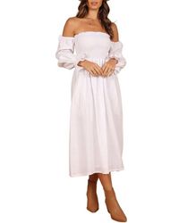 Petal & Pup - Domenica Off The Shoulder Linen Blend Midi Dress - Lyst