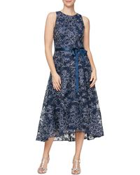Alex Evenings - Floral Embroidery Sleeveless Cocktail Midi Dress - Lyst