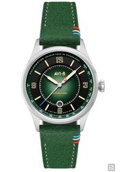 AVI-8 - Flyboy Lafayette Automatic 110Th Anniversary Limited Edition Leather Strap Watch, 42Mm - Lyst