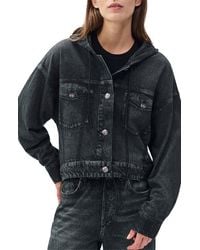 Rag & Bone - Miramar Hooded Trompe L'Oeil Faux Denim Terry Trucker Jacket - Lyst