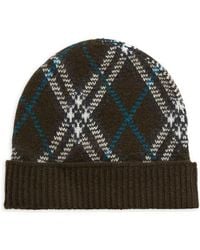 Burberry - Cashmere Blend Check Beanie - Lyst