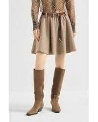 Brunello Cucinelli - Virgin Wool Donegal Mini Circle Skirt With Monili - Lyst