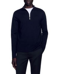 Sandro - Wool Sweater With Zip Collar - Lyst