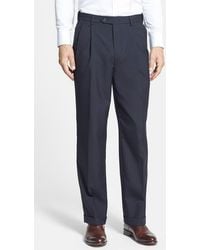 Berle - Self Sizer Waist Plain Weave Pleated Washable Trousers - Lyst
