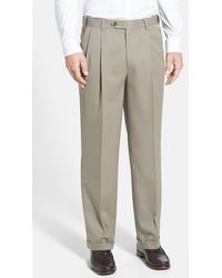 Berle - Self Sizer Waist Pleated Classic Fit Wool Gabardine Dress Pants - Lyst
