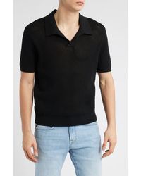 FRAME - Open Knit Polo Sweater - Lyst