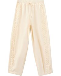 Mango - Embroidered Side Stripe Cotton Drawstring Pants - Lyst