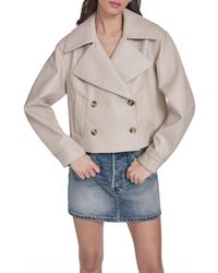 Levi's - Double Breasted Faux Leather Crop Trench Coat - Lyst