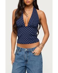 Edikted - Blaire Polka Dot Halter Crop Top - Lyst