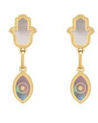 Karma and Luck - Boundless Joy Hamsa & Evil Eye Mother Of Pearl Earrings - Lyst