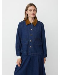 Masai - Long Sleeve Velvet Collared Denim Jacket - Lyst