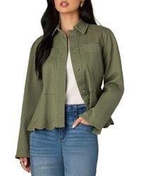 Wit & Wisdom - Puff Shoulder Peplum Denim Jacket - Lyst