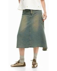 Desigual - Asymmetric A-Line Denim Skirt - Lyst