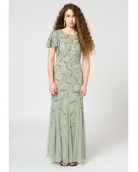 Beauut - Embellished Sequin Beaded Maxi Dress With Short Sleeve - Lyst