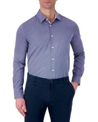 Report Collection - 4x Stretch Slim Fit Microcheck Dress Shirt - Lyst