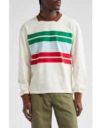 Drake's - Long Sleeve Stripe Cotton Rugby T-shirt - Lyst