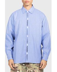 Pleasures - Impact Logo Stripe Cotton Blend Button-Up Shirt - Lyst