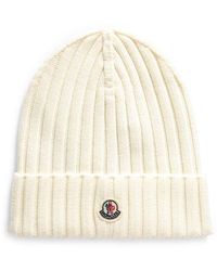 Moncler - Logo Patch Cuff Virgin Wool Rib Beanie - Lyst