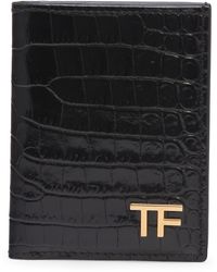 Tom Ford - T-line Alligator Embossed Leather Bifold Card Holder - Lyst