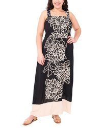 Vince Camuto - Plus Size Floral Square-neck Smocked-back Sleeveless Maxi Dress - Lyst