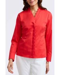 Foxcroft - Bridget Scalloped Matte Sateen Button-Up Shirt - Lyst