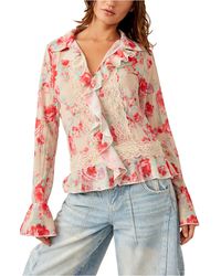 Free People - Bad At Love Print Lace Shirt - Lyst