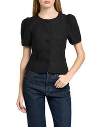 Wayf - Blair Button Front Linen Blend Top - Lyst