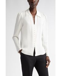 Lafayette 148 New York - Wide Collar Puff Sleeve Silk Blouse - Lyst