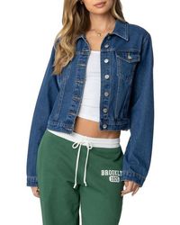 Edikted - Barb Denim Crop Trucker Jacket - Lyst