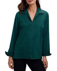 Foxcroft - Agnes Split Cuff Popover Blouse - Lyst