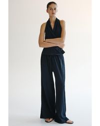 H&M - Crinkled Drawstring Trousers - Lyst
