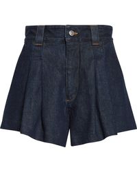 FRAME - The Structural Pleated Denim Shorts - Lyst