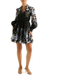 EVER NEW - Vienna Lace Trim Belted Long Sleeve Shirtdress - Lyst