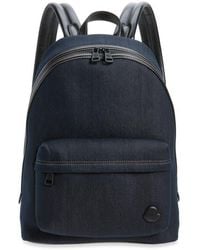 Moncler - Carlo Denim & Leather Backpack - Lyst