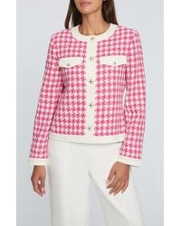 Tahari - The Farley Houndstooth Check Cotton Tweed Jacket - Lyst