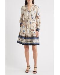 Anne Klein - Floral Print Long Sleeve Minidress - Lyst
