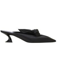 Lanvin - Midnight Step Bow Leather Mule With Heel - Lyst