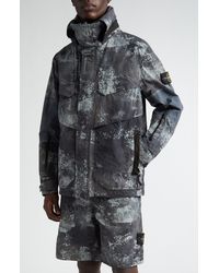 Stone Island - Dissolving Grid Camouflage Econyl Regenerated Nylon Hooded Jacket - Lyst
