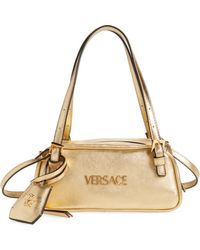 Versace - Mini Tag Bowling Metallic Leather Shoulder Bag - Lyst