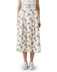 LK Bennett - Elodie Floral Belted Organic Cotton Midi Skirt - Lyst