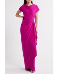 Amsale - Cowl Neck Ruffle Dress - Lyst