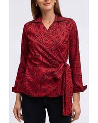 Foxcroft - Saline Paisley Jacquard Wrap Top - Lyst