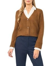 Halogen® - Mixed Media Twofer V-Neck Cardigan - Lyst